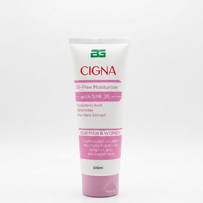 Cigna skincare product with pink and white packaging on a white background