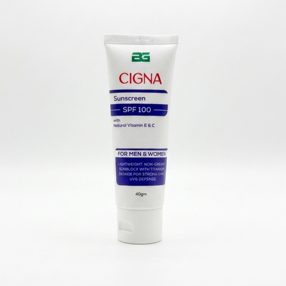 Cigna sunscreen tube on a white background
